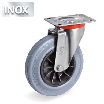 SERIES 22-Non-marking standard rubber wheels, polypropylene centre