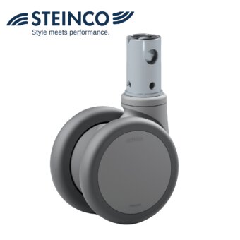 SERIE 24STRSA-Ruote gemellate in poliuretano termoplastico grigio antitraccia
