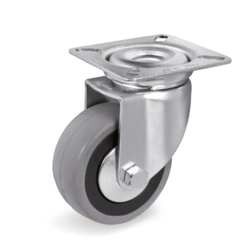 SERIES 37-Rubber institutional wheels, polypropylene centre with threadguards