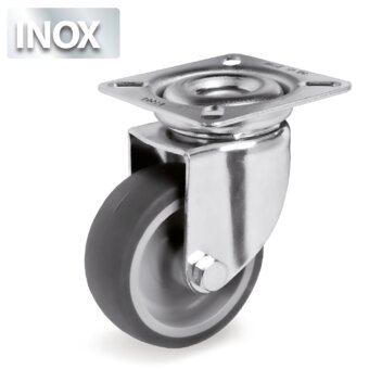 SERIES 38-Institutional grey non-marking thermoplastic rubber wheels, polypropylene centre