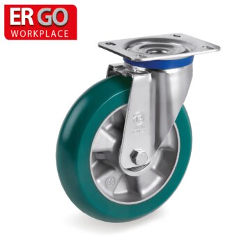 SERIES 62ER-TR-Roll polyurethane wheels with ergonomic round profile, aluminium centre