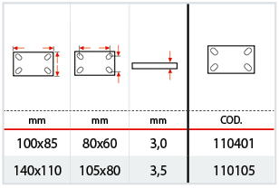 Tabella contropiastre per supporti NL